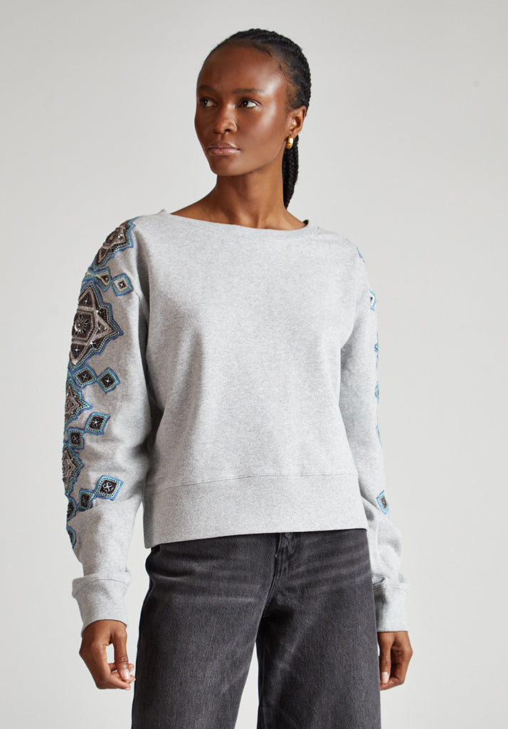 Jewel Sweatshirt in Light Grey