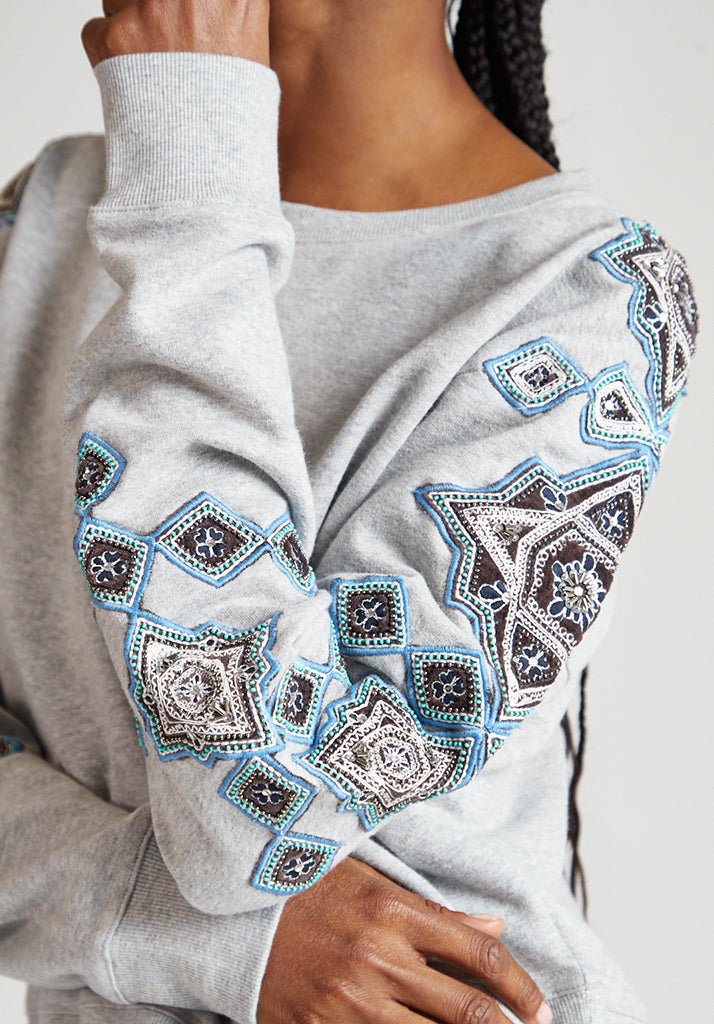 Jewel Sweatshirt in Light Grey