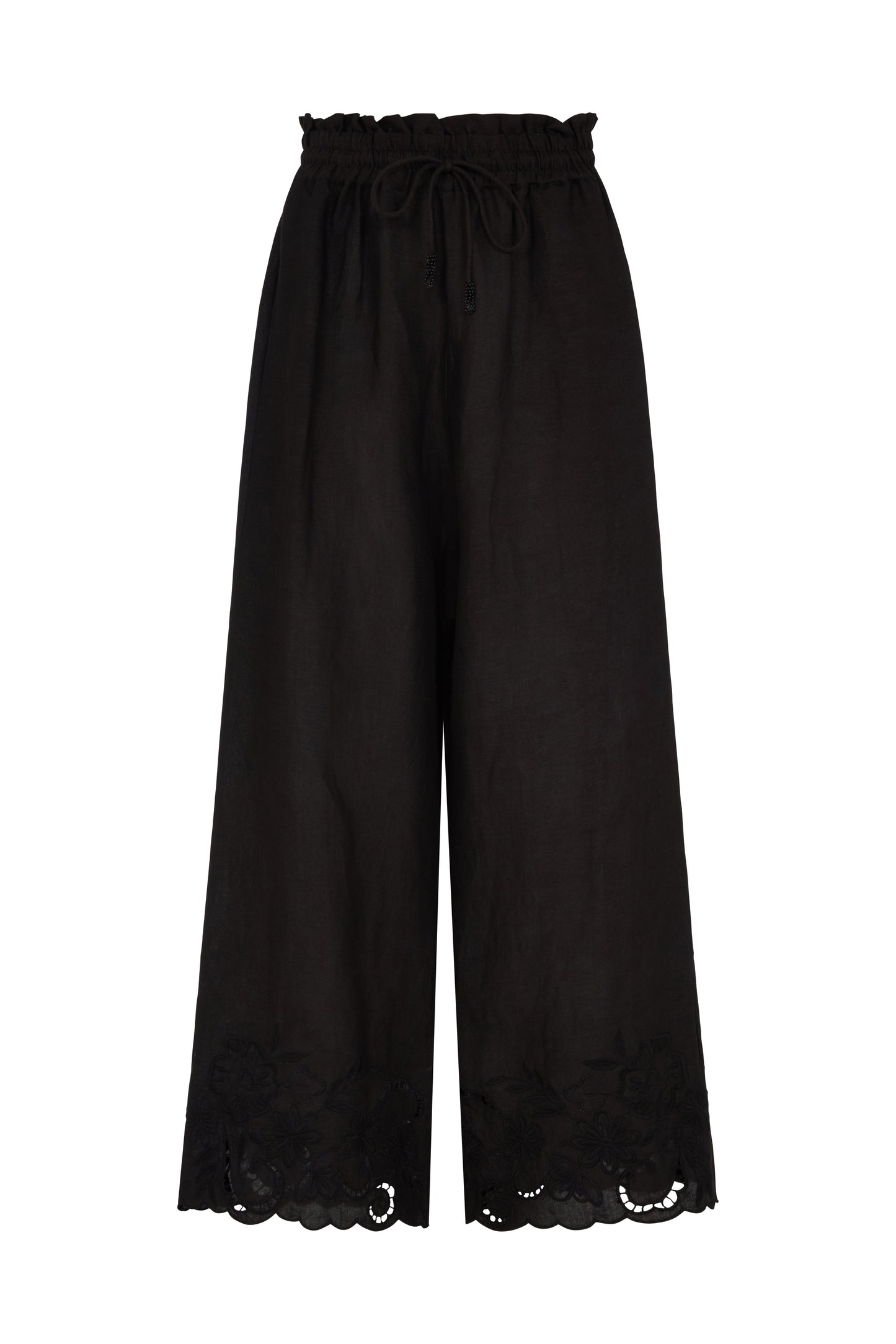 Laya black trouser with embroidery at hem