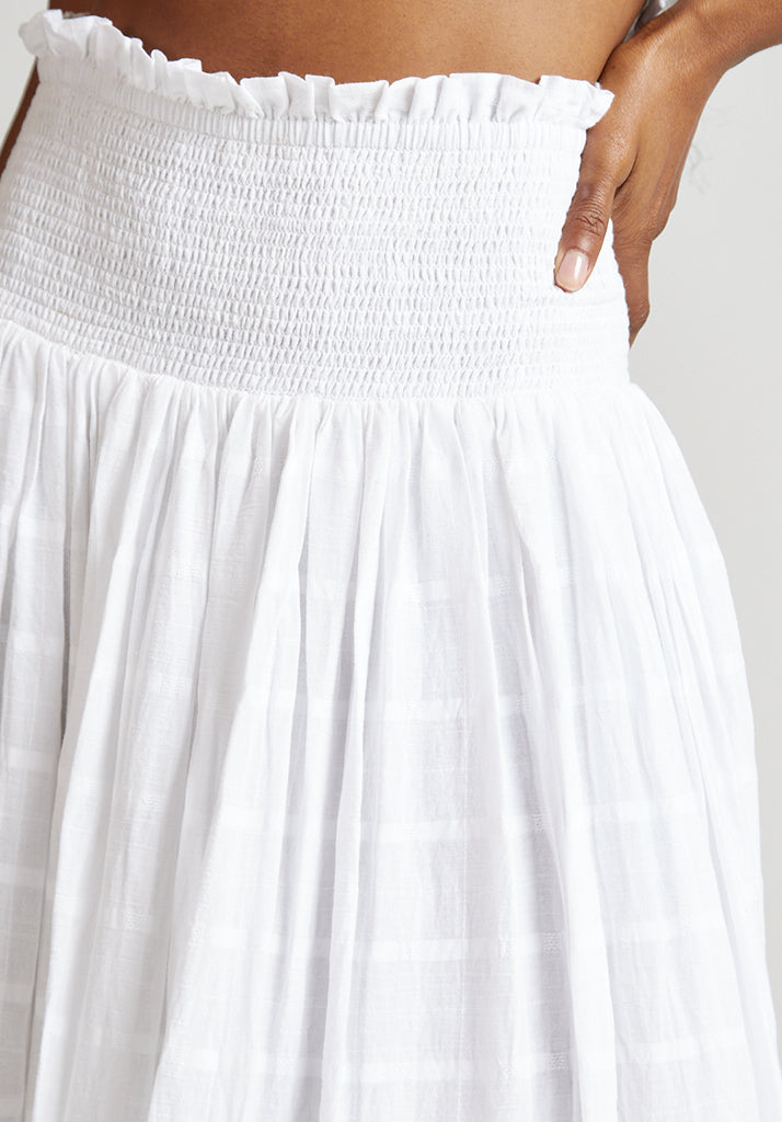 Mirella white skirt with ruching and embroidery