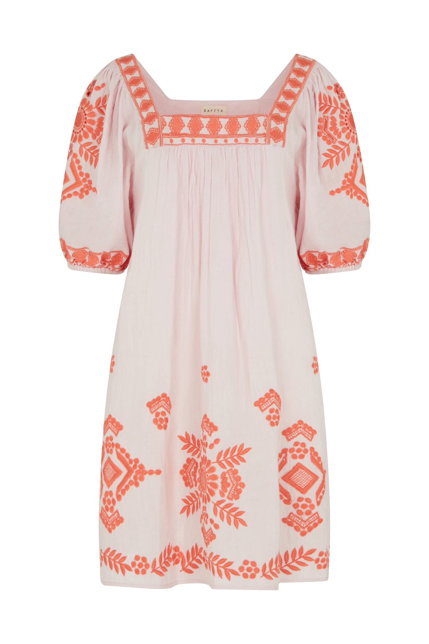 Clara Dress in Lilac With Orange Embroidery