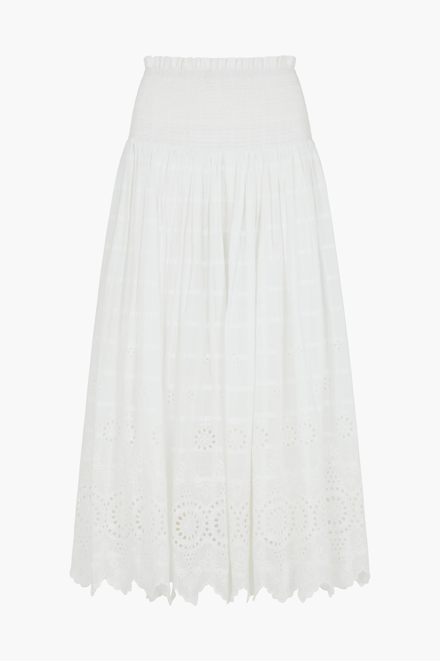 Mirella white skirt with ruching and embroidery